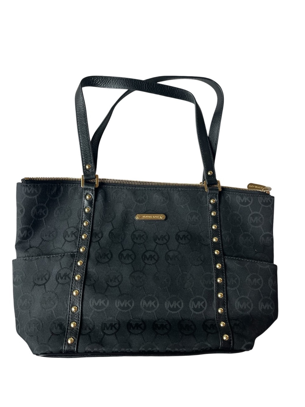 MICHAEL KORS JET SET STUDDED LARGE BLACK TOTE